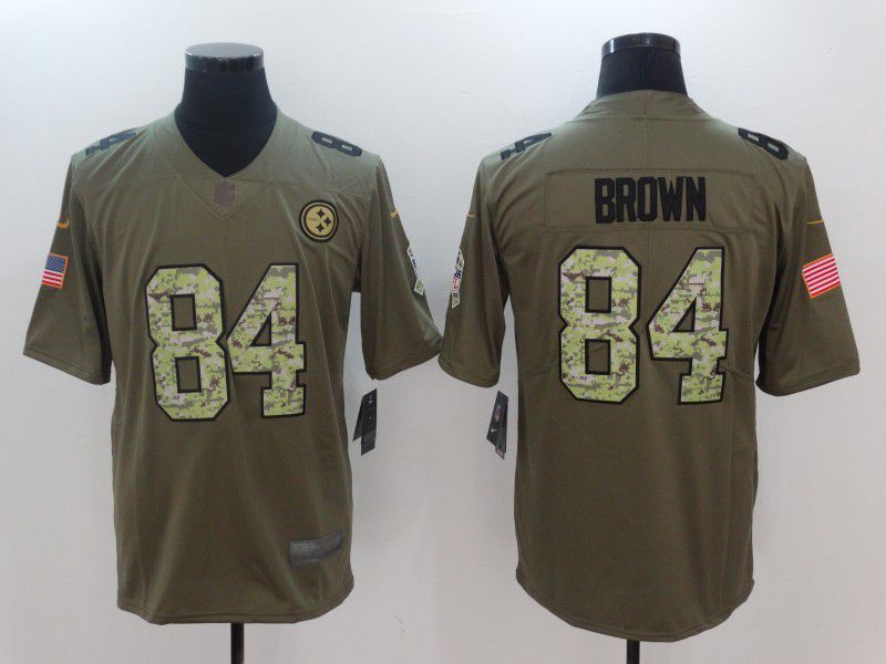 Men Pittsburgh Steelers 84 Brown Camo Nike Olive Salute To Service Limited NFL Jersey